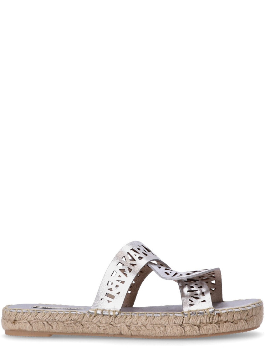 Karl Lagerfeld Souk Interlock Espadrille Slides In Silver