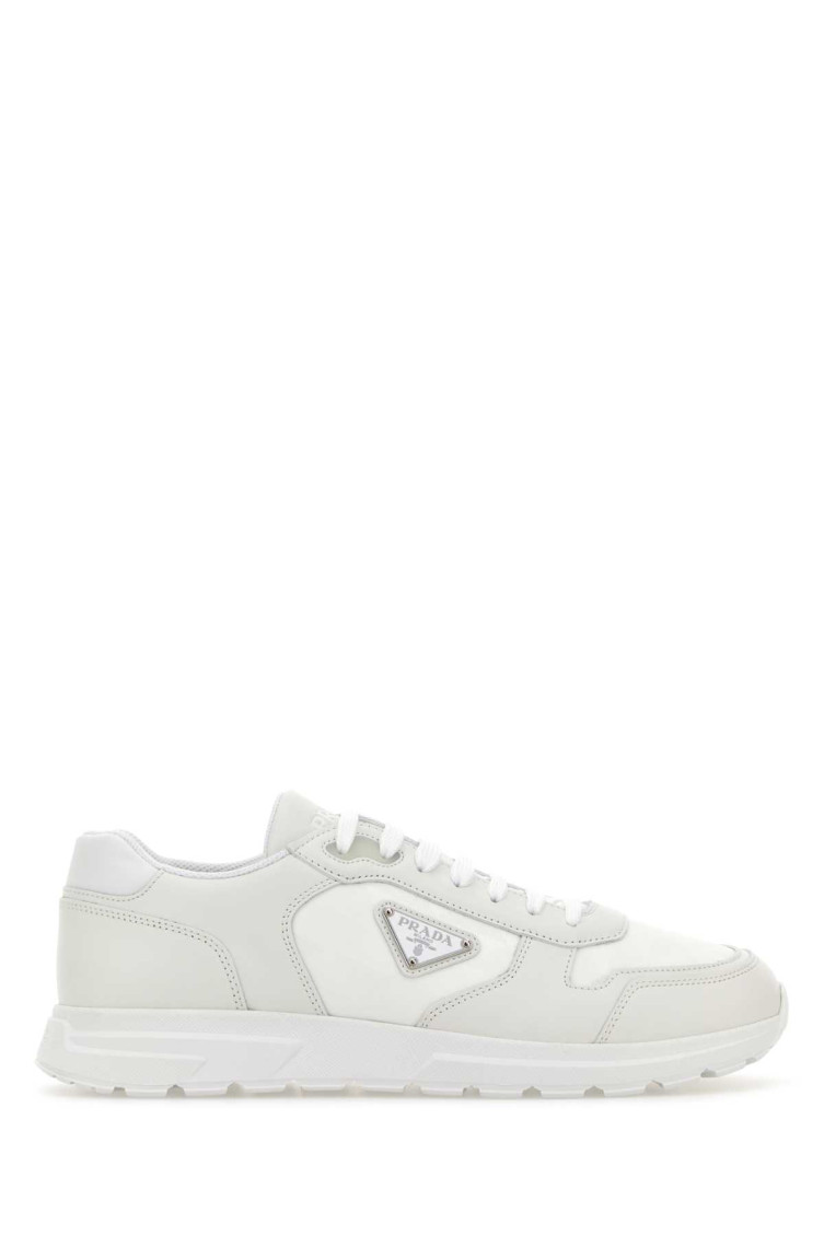 Prada Casual Leather And Fabric Low-top Sneakers In White
