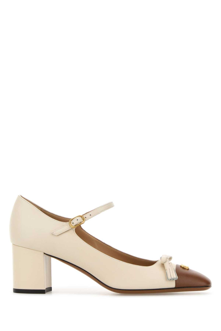Valentino Signature Vlogo Pumps Block Heel In Neutral