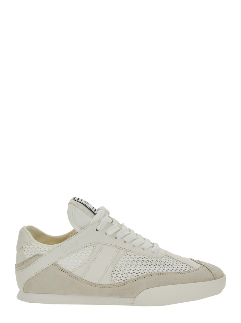 Chloé White Lace Up Sneakers In White
