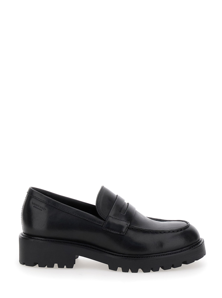 Vagabond Penny Leather Loafers In Black