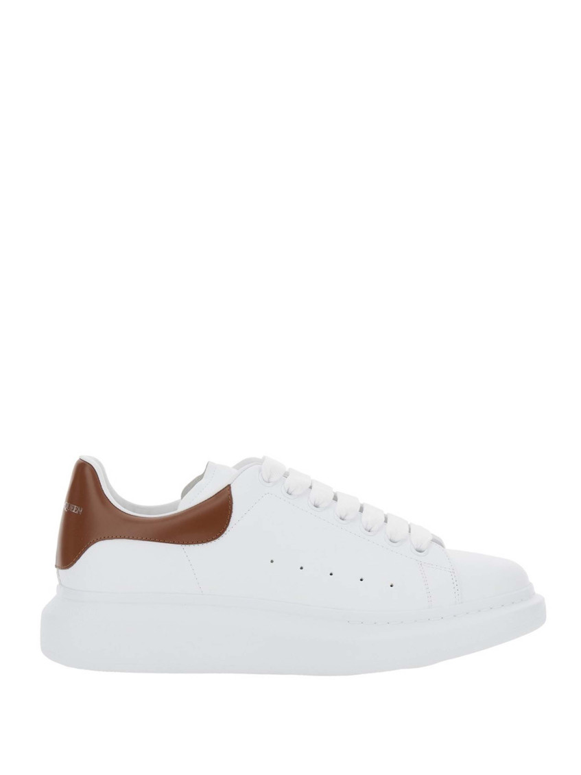Alexander Mcqueen White Low-top Sneakers With Chunky Sole And Contrasting Heel Tab In Leather Man In Brown