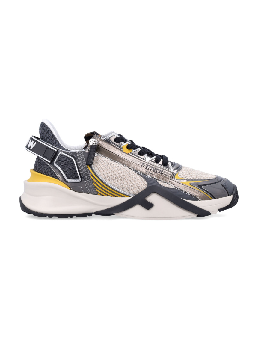 Fendi Beige Lace Up Sneakers In Multi