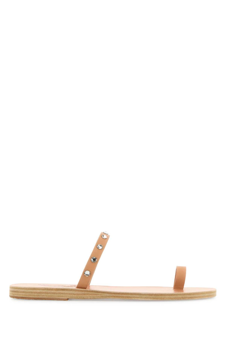Ancient Greek Natural Slip On Sandals In Brown