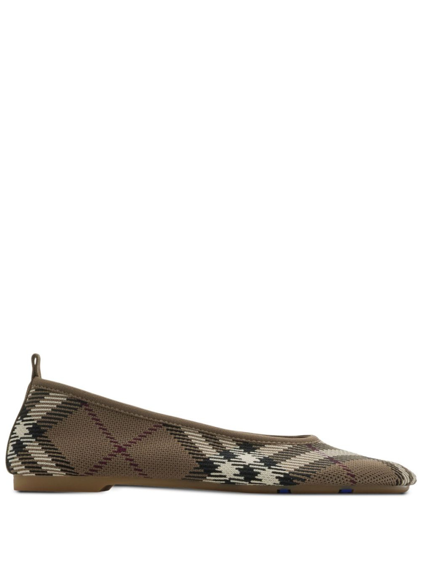 Burberry Knit Baby Nylon Blend Ballerinas With Knitted Traditional Check