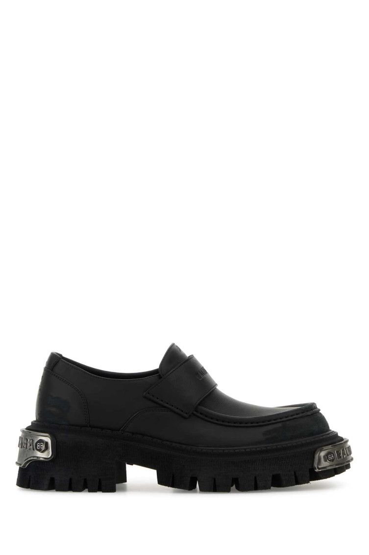 Balenciaga Black Leather Tractor Loafers Men