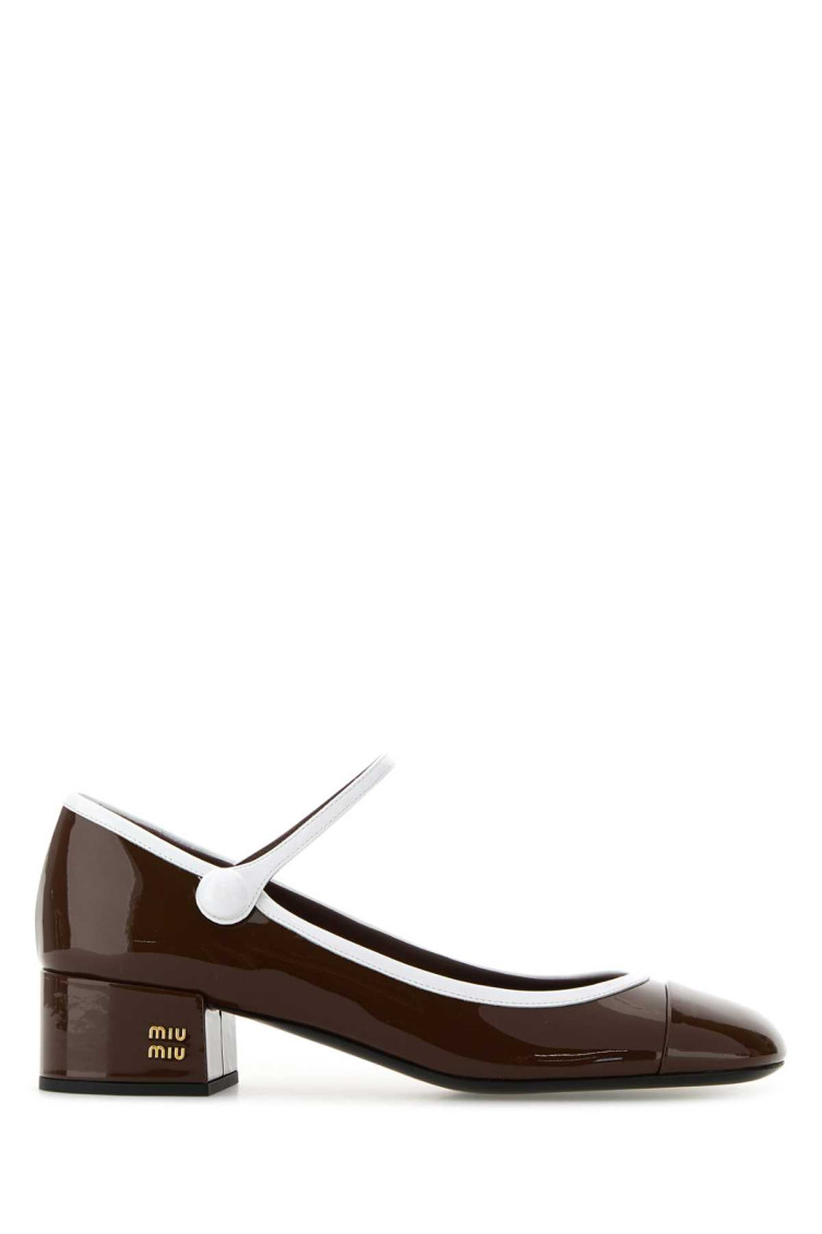 Shop Miu Miu Brown Leather Pumps