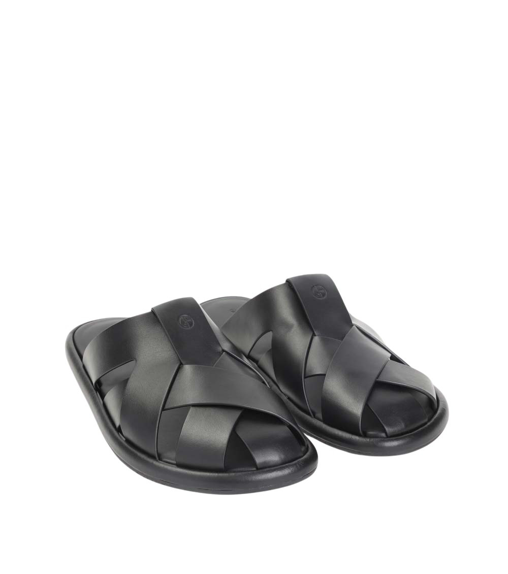 Giorgio Armani Black Slip-on Sandals for Men Online USA at  display picture 1