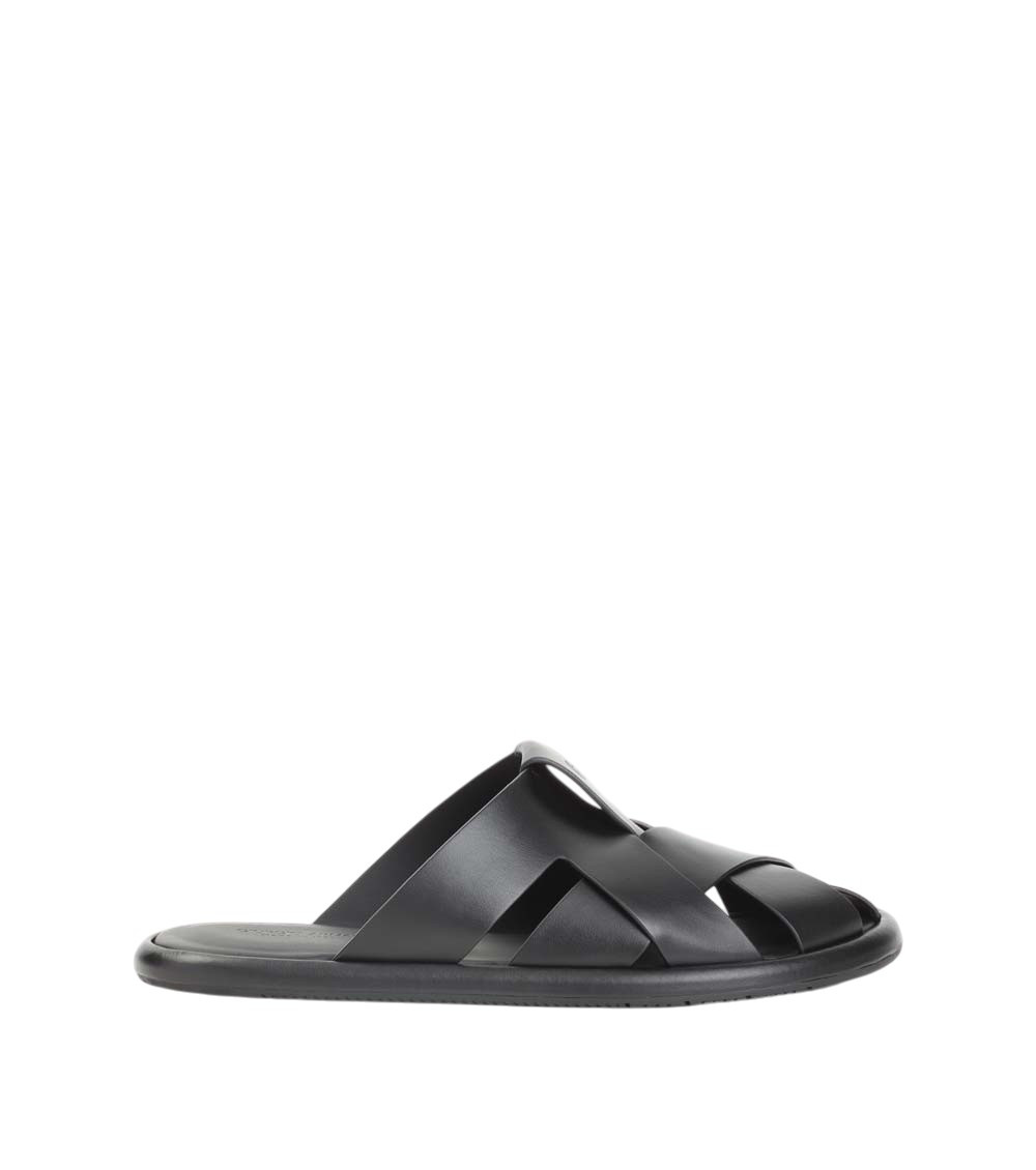 Giorgio Armani Men’s Leather Slip-On Sandals Size 8 - US (IT 7) Leather sandals in black - Giorgio Armani | Mytheresa main image 2
