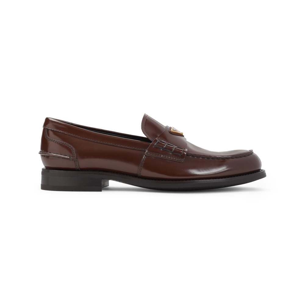 Prada Brushed Calf Leather Lace-up Loafers In Brown