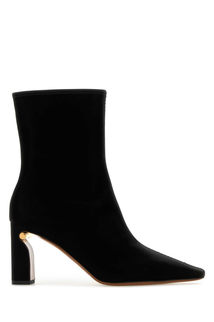 Alexander Mcqueen Ankle Boots Fabric Pointed Toe In Black