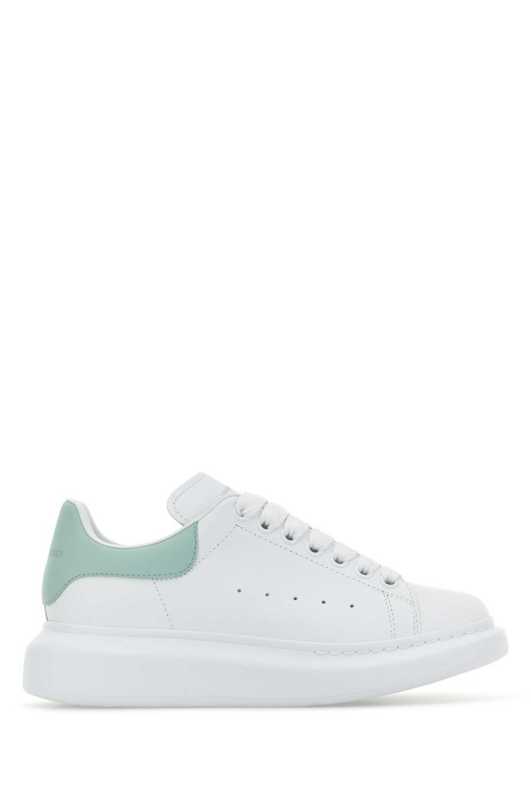 Alexander Mcqueen Leather Sneakers With Thick Sole And Perforated Design In White