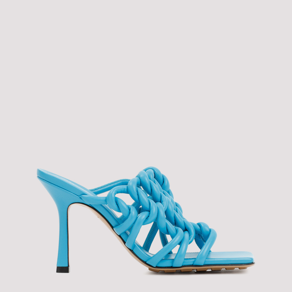 Bottega Veneta 100mm Twisted Interwoven Leather Sandals In Blue