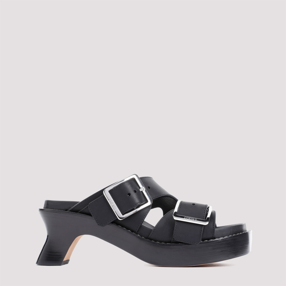 Shop Loewe Black Leather Sandals