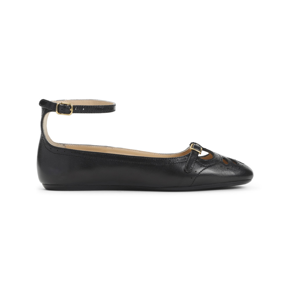 Chloé Chloe Misty Cut-out Leather Ballet Flats In Black