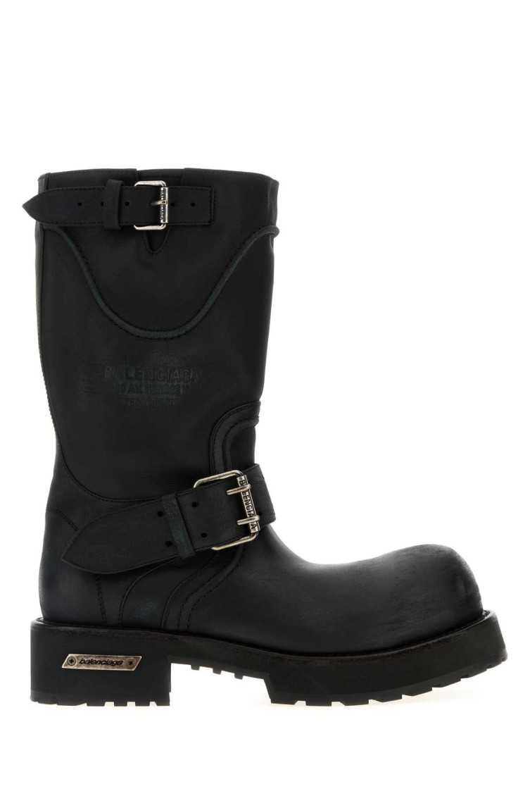 Balenciaga Venom Boots In Worn-out Effect Leather Shoes In Black