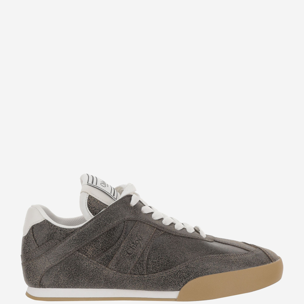 Chloé Chloe Kick Panelled Leather Sneakers In Gray