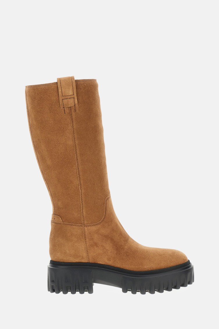 Hogan Platform Zip-fastening Knee-high Boots In Brown