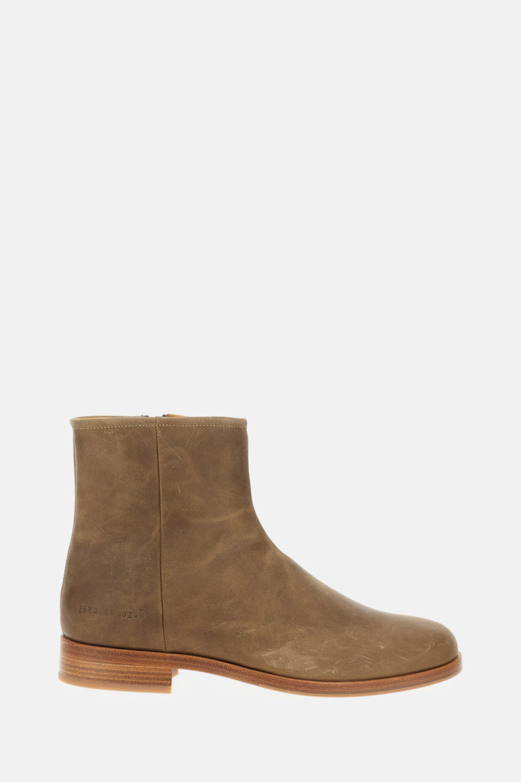 Common Projects Zipped Boot Ankle Boots In Camel Suede In Brown