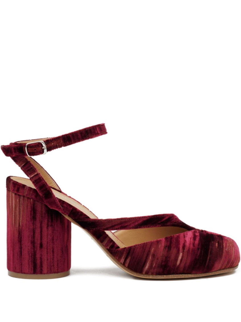 Maison Margiela Red Ankle Strap Pumps In Brown