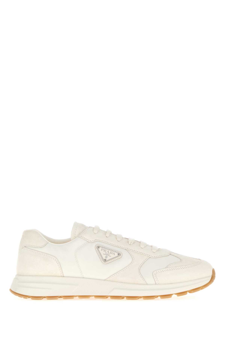 Prada Re-nylon And Suede Low-top Sneakers In White