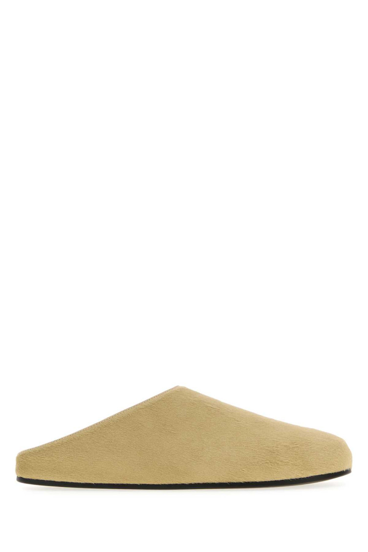 The Row Beige Slip On Slides In Neutral
