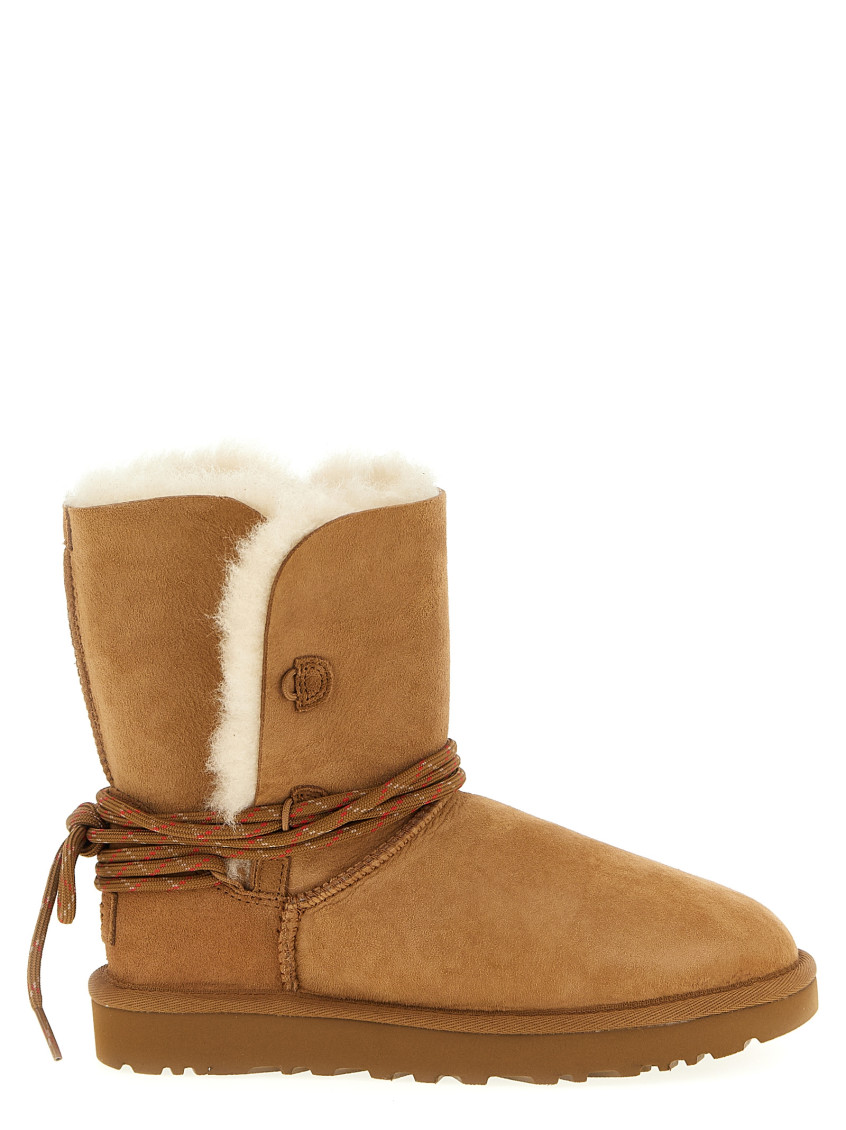Ugg Ankle Boot With Lace Detail And Rubber Sole In Brown