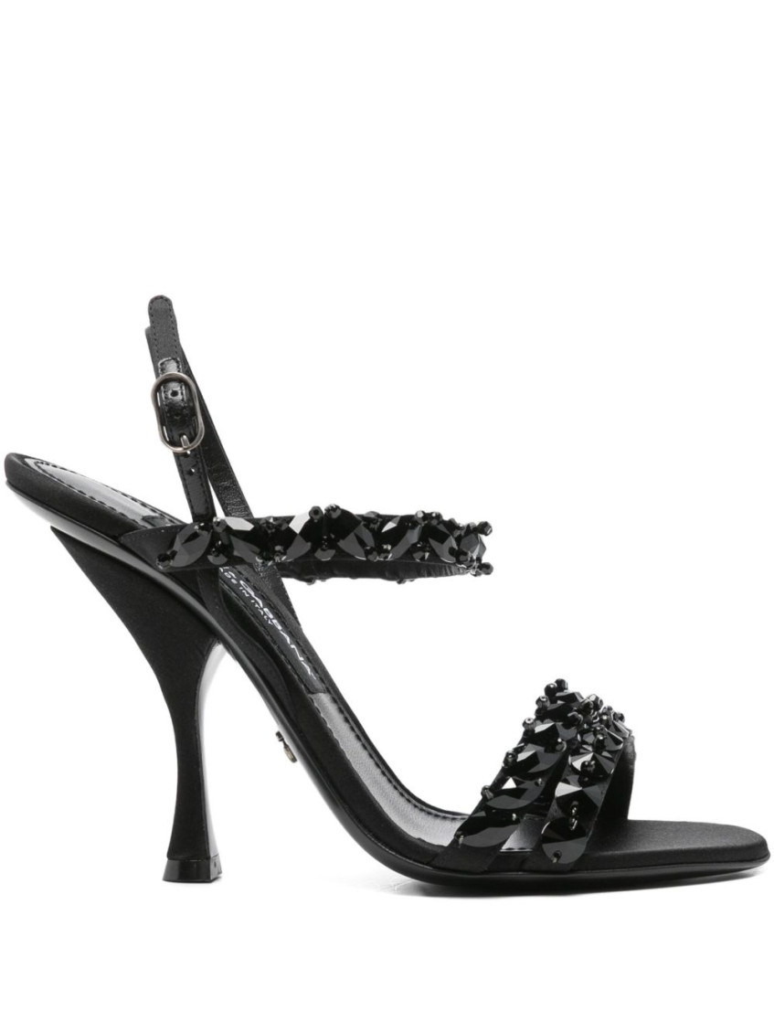 Dolce & Gabbana Sandals H-heel Rayon Leather In Black