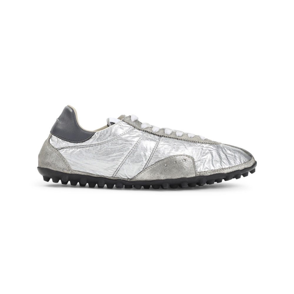 Maison Margiela Sprinters Nylon And Leather Low-top Sneakers In Silver