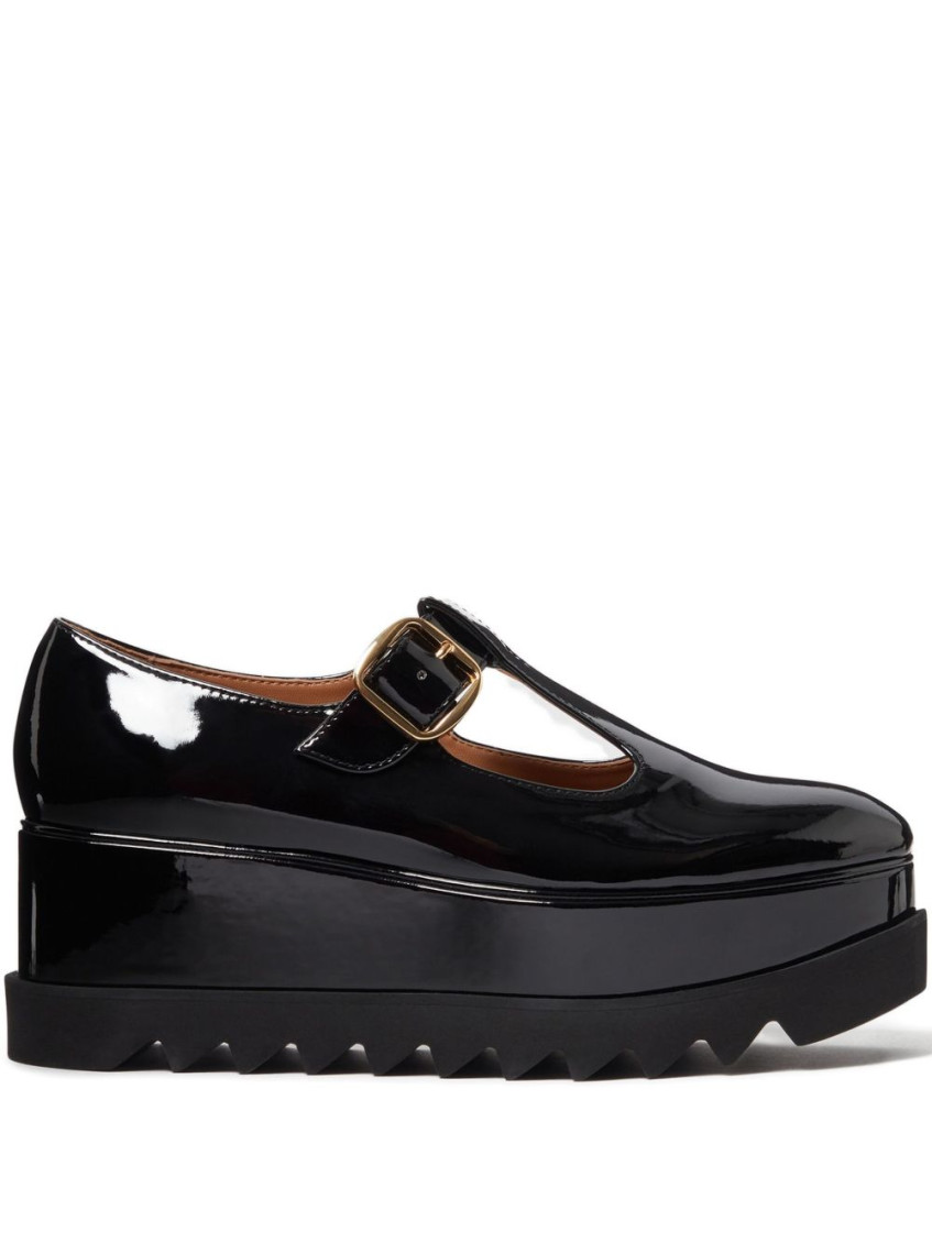 Stella Mccartney Black Platform Ballet Flats In Black
