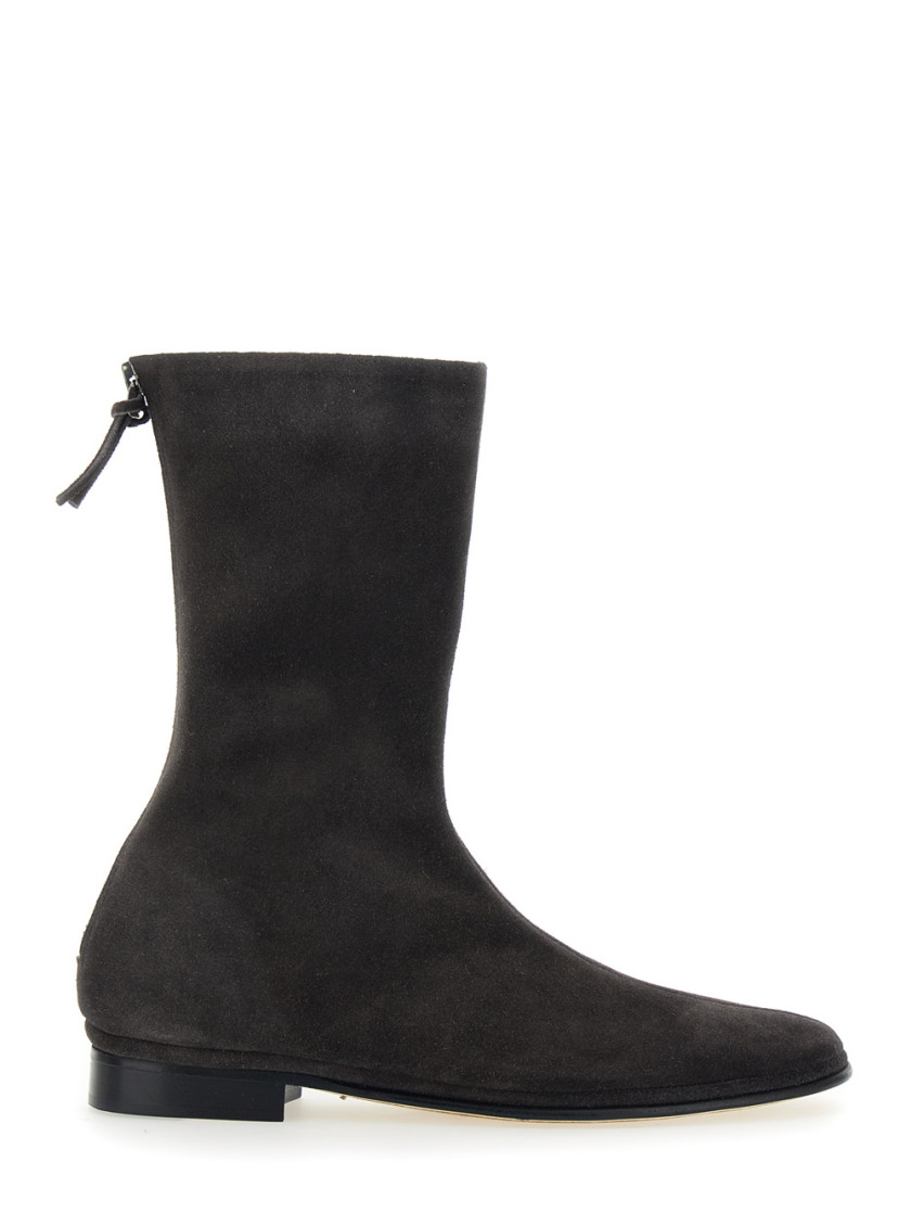 Alberta Ferretti Brown Ankle Boots With Zip On The Back In Suede Woman In Brown