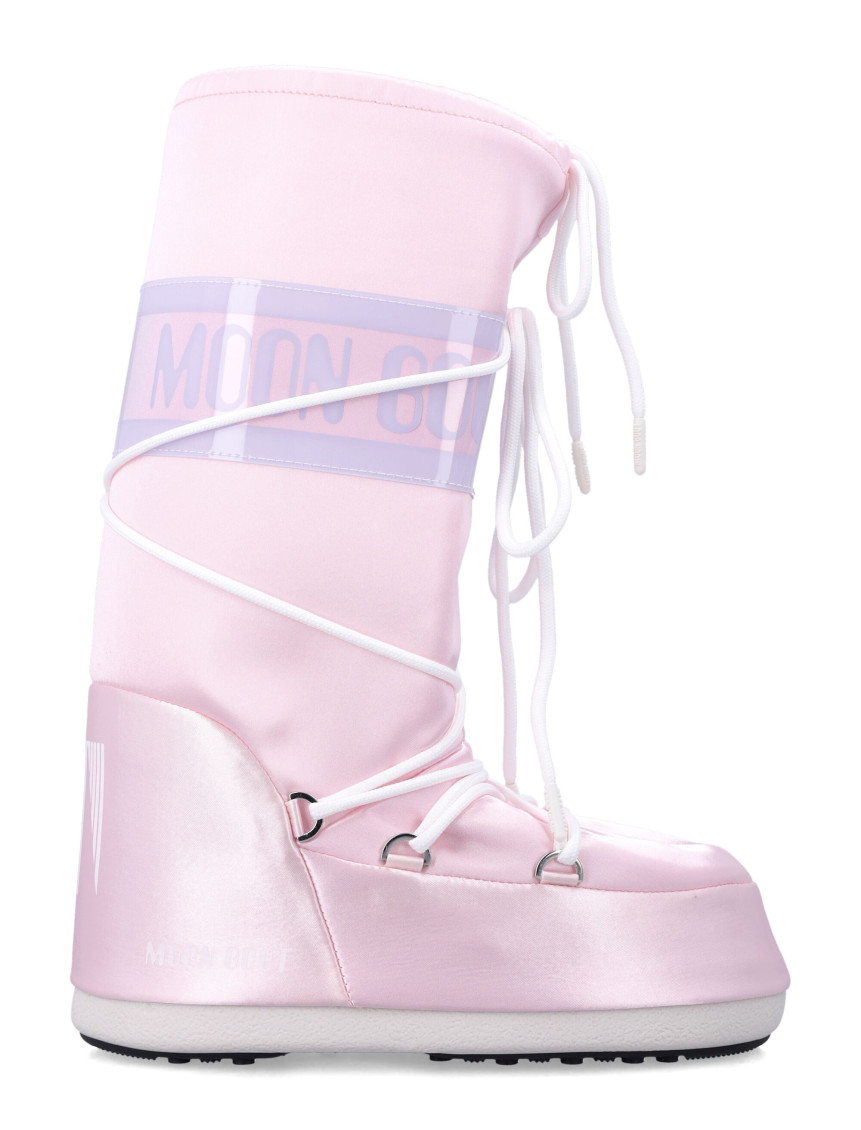Moon Boot Pink Logo Boots In Pink