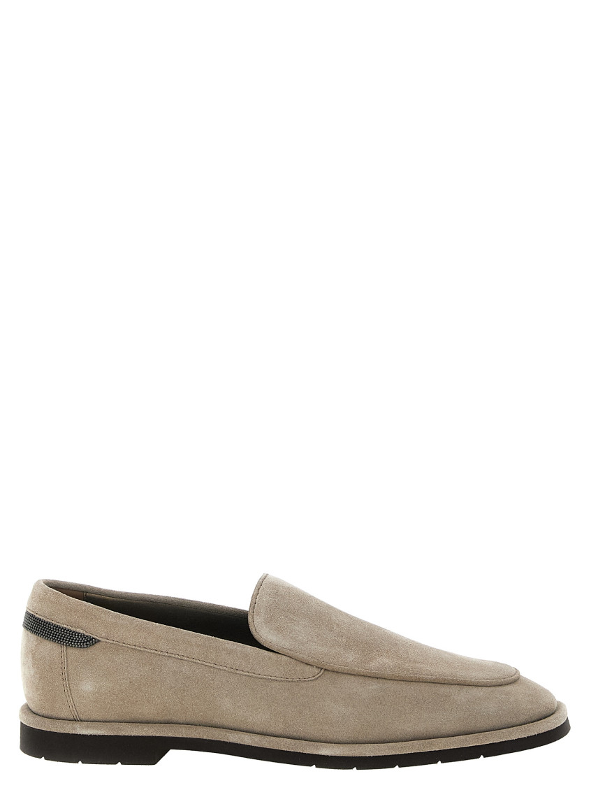 Brunello Cucinelli Beige Monile Suede Loafers