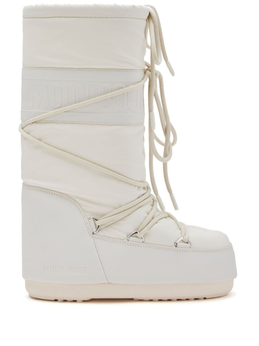 Moon Boot Women White Icon Rubber Snow Boot, 6.5/8.5 Luxury Boots For Women Darveys In White