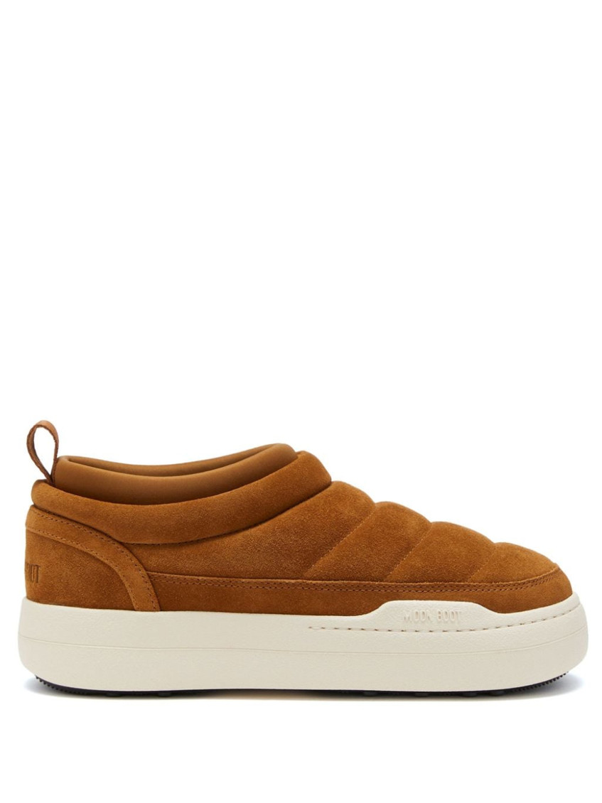 Moon Boot Soft Quilted Suede Boots In Brown