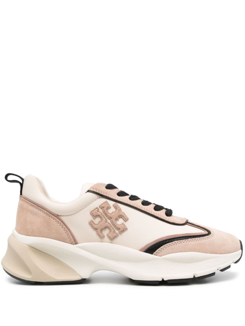 Shop Tory Burch Beige Lace Up Sneakers