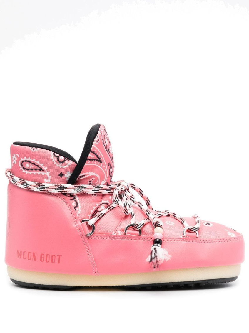 Alanui + Moon Boot Bandana-print Shell And Faux Leather Snow Boots In Pink