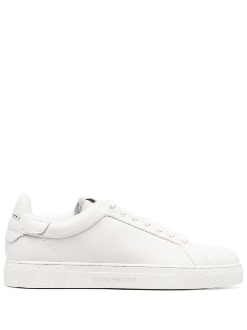 Emporio Armani White Trainers With Textured Upper And Rubber Sole