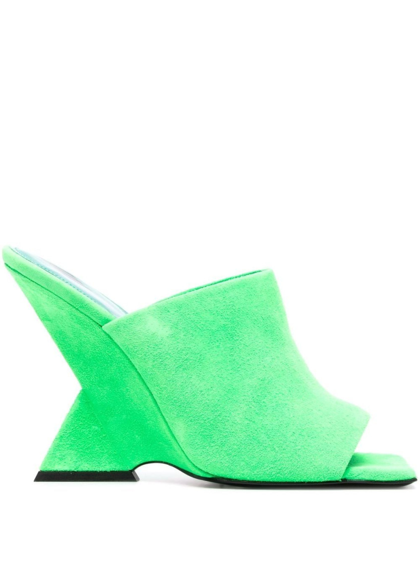 Shop Attico Green Cheope Suede Heels