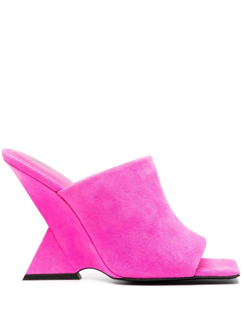 Attico Cheope Suede Mules In Fuchsia