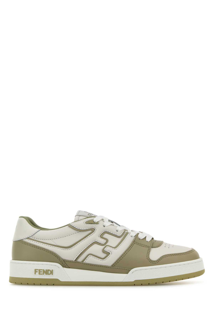 Fendi Leather Sneakers With Ff Lateral Logo In Green
