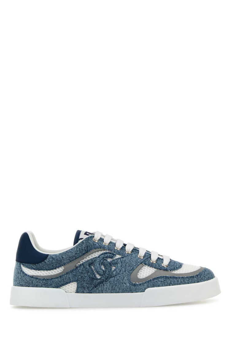 Dolce & Gabbana Sporty Low-top Sneakers With Multicolor Denim In Blue