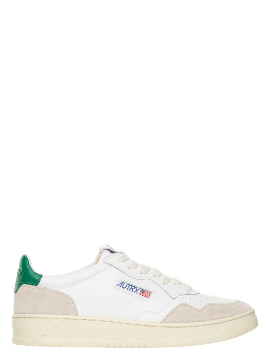 Autry Low-top Sneakers With Mixed Textures And Contrast Heel Tab In White