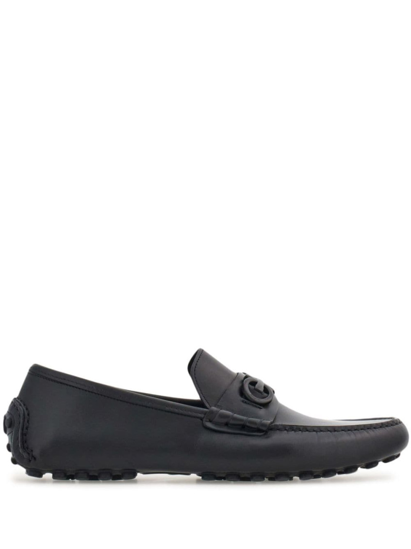 Shop Ferragamo Black Graceful Loafers