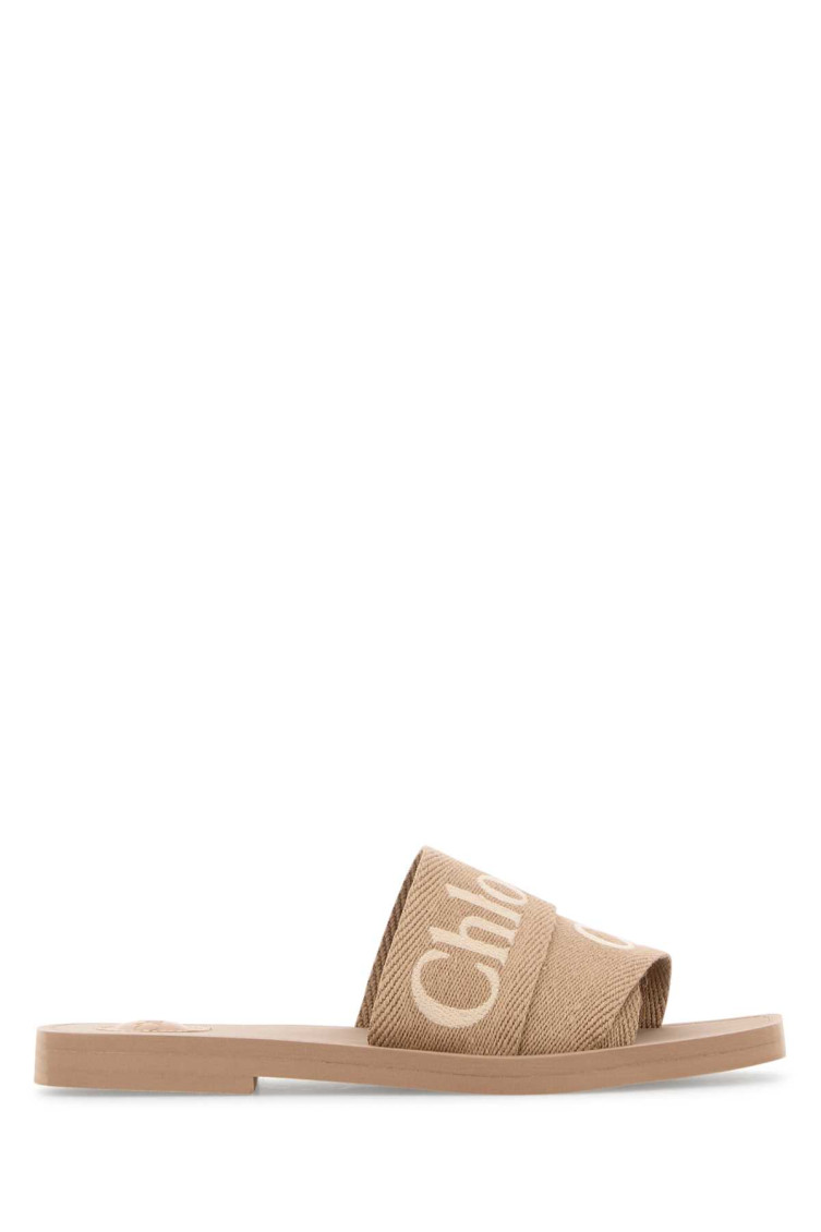 Chloé Chloe Beige Linen Woody Slippers