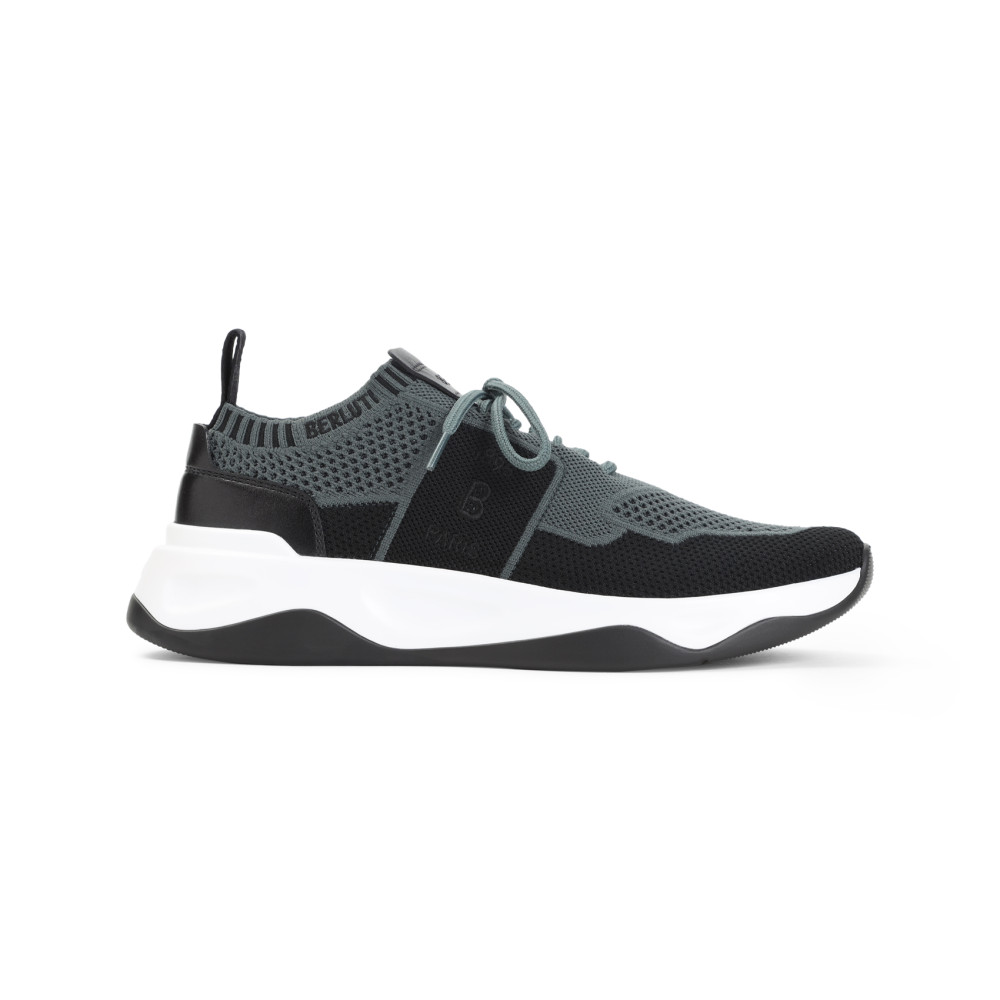 Berluti Breathable Textile And Leather Sneakers With Sole In Black