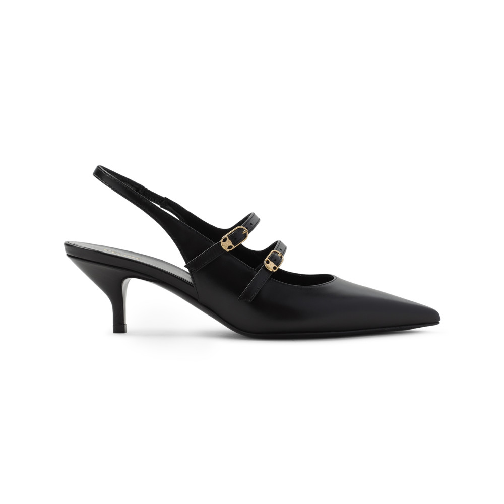 Celine Women Judy Leather Double Strap Mary Jane Slingback In Black