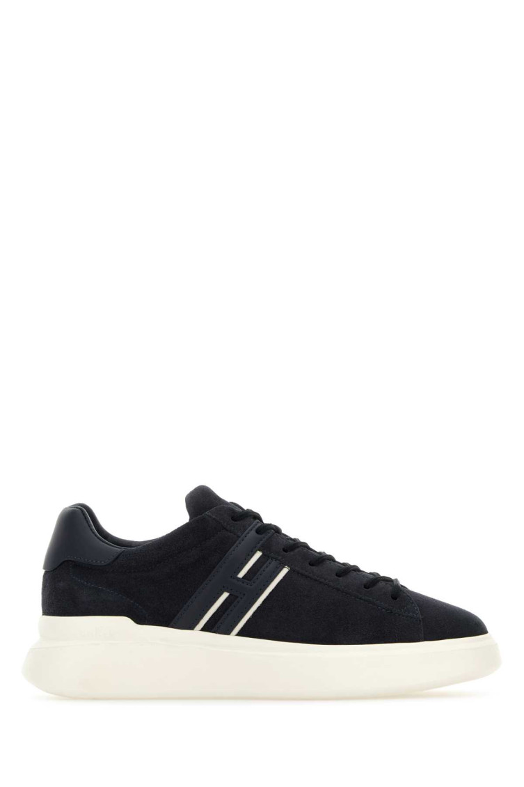 Hogan Black Leather Sneakers With Logo-embellished Side Panels In Black
