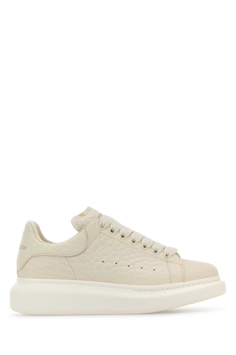 Alexander Mcqueen Ivory Leather Sneakers With Ivory Leather Heel In White