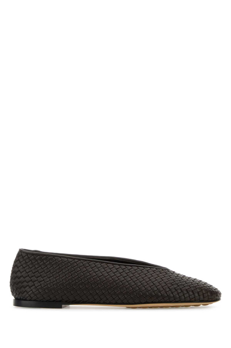 Bottega Veneta Fondant Intrecciato Lambskin Rosa Ballet Flats In Brown